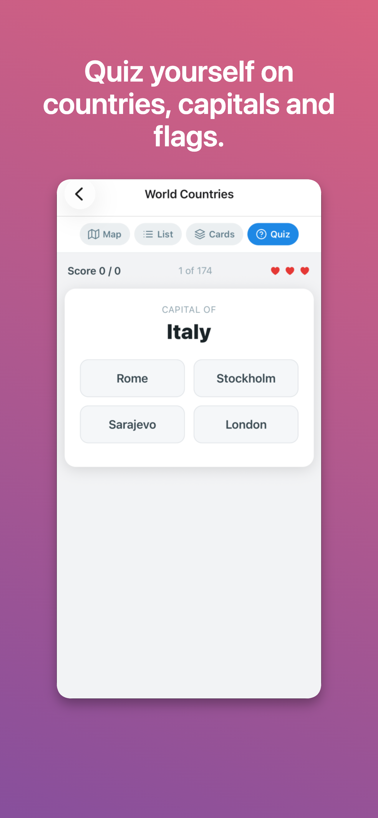 Quiz question on capitals